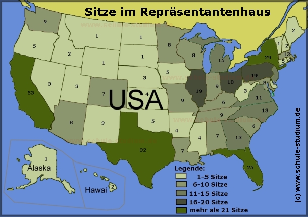 Sitzverteilung im US Repräsentantenhaus nach Bundesstaat