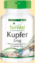 Kupfer - Nahrungsergänzungsmittel Kupfer 2 mg