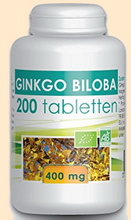 Ginkgo Biloba, 200 Tabletten Bio Atlantic. Nahrungsergänzungsmittel