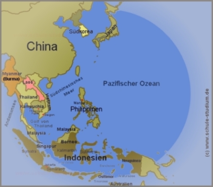 Pazifik-Region Thailand, China, Philippinen, Laos, Vietnam, Indonesien